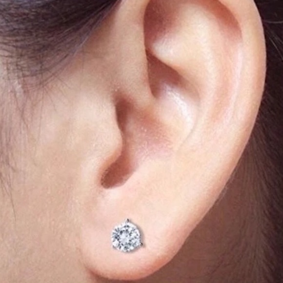 2ct Round Solitaire Screw Back Earrings - Picture 6 of 8